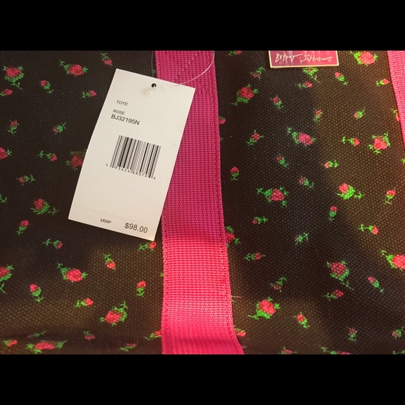 Betsy Johnson Forbidden Fruit Canvas Tote In Rose NWT - Picture 6 of 7